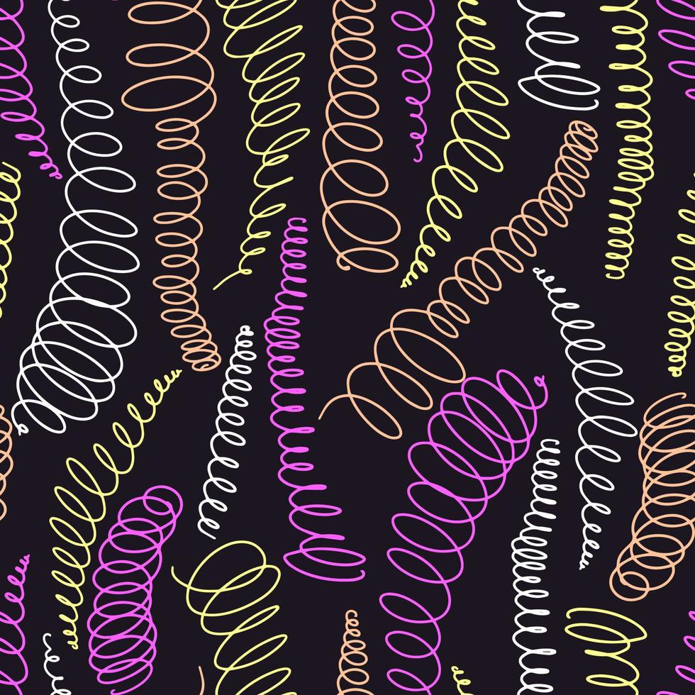 Seamless vector pattern with abstract spiral elements in line art style.