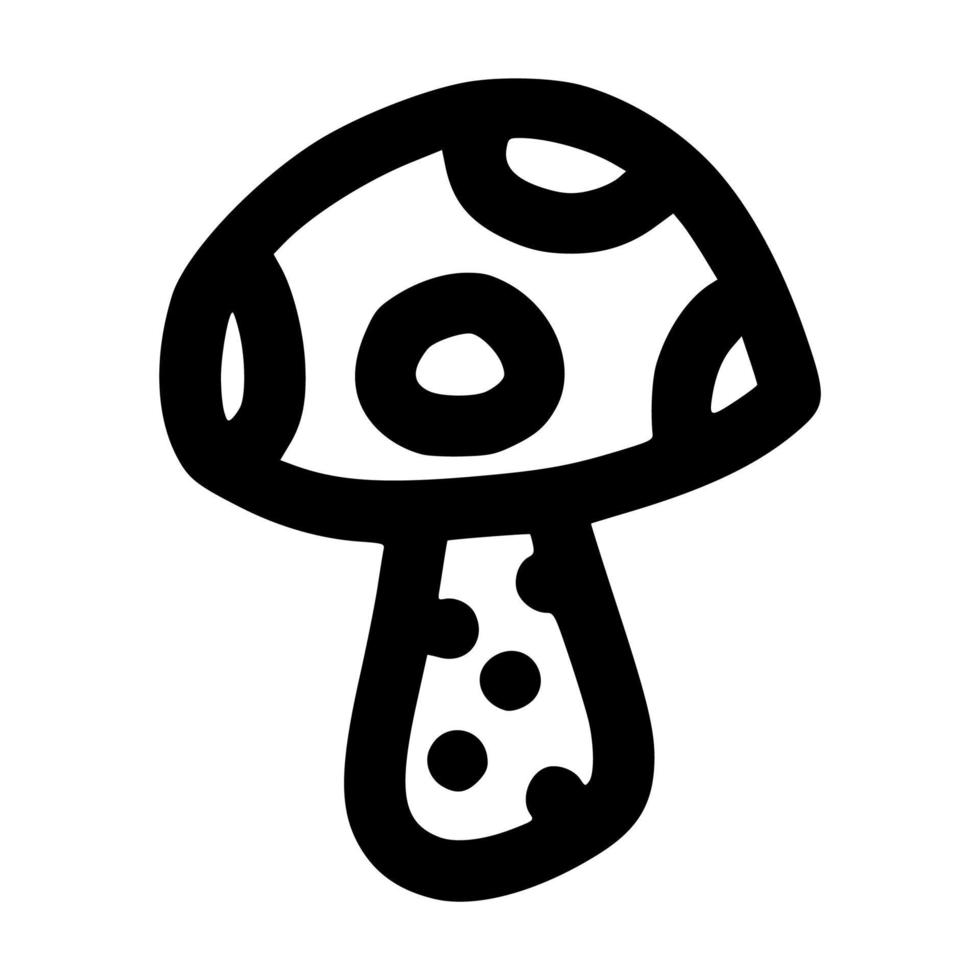 single poisonous mushroom lineart vector illustration icon design template with doodle hand drawn style for education and coloring book