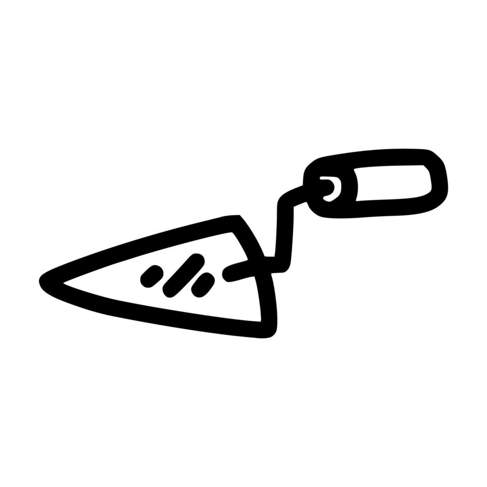 ilustración de plantilla de vector de contorno de garabato dibujado a mano de pala pequeña
