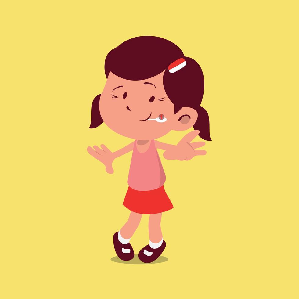 A cute girl doing marble race on Indonesia independence day event vector