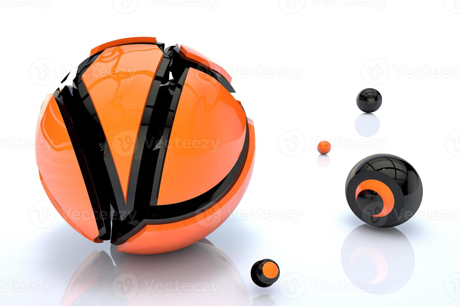 3D spheres on an empty white background in orange photo