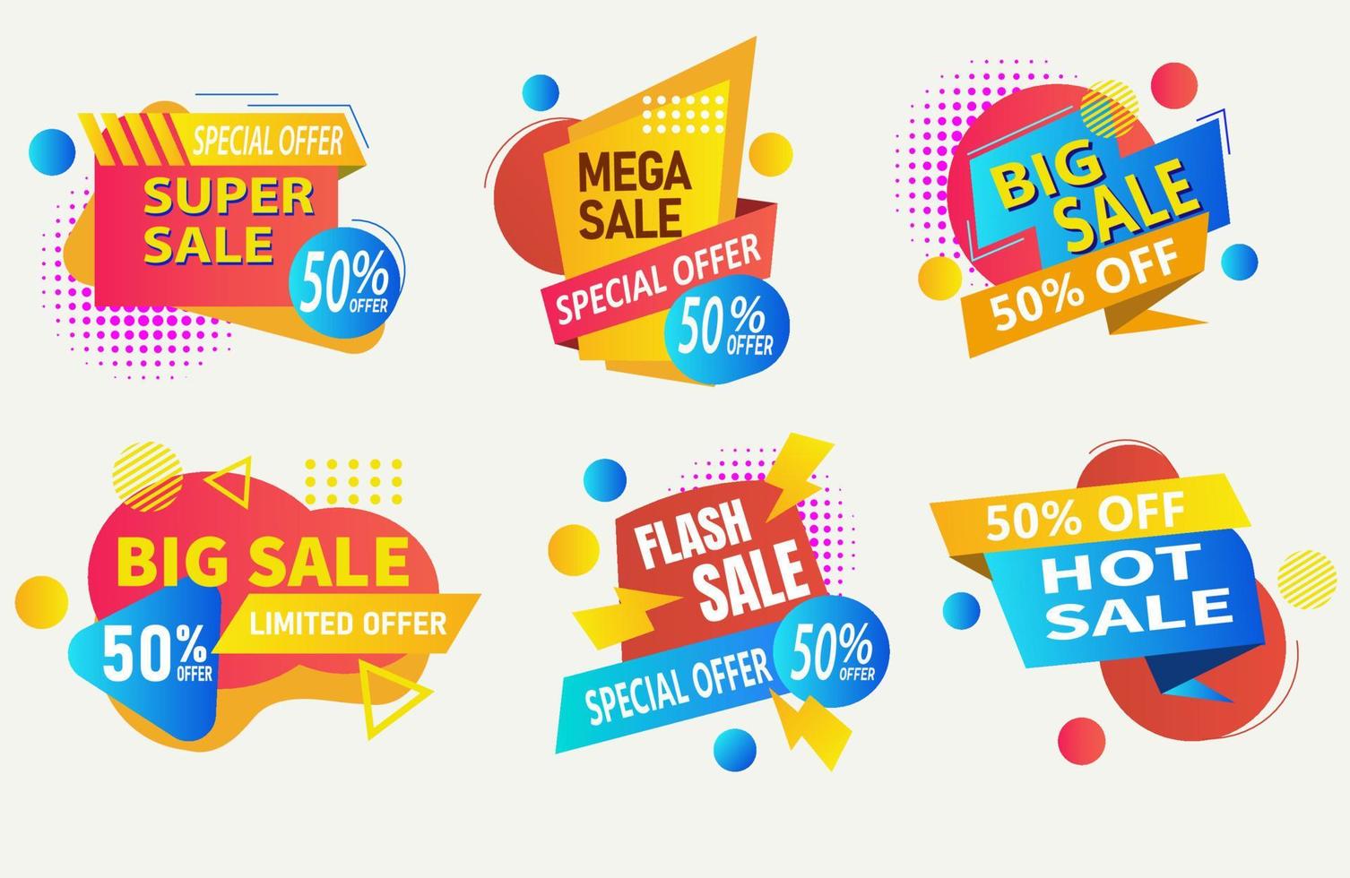Sale Tag and Banner Icon Set. Special Offer, Big Sale, Discount, Mega Sale and Online Shopping Banner Template Vector Design