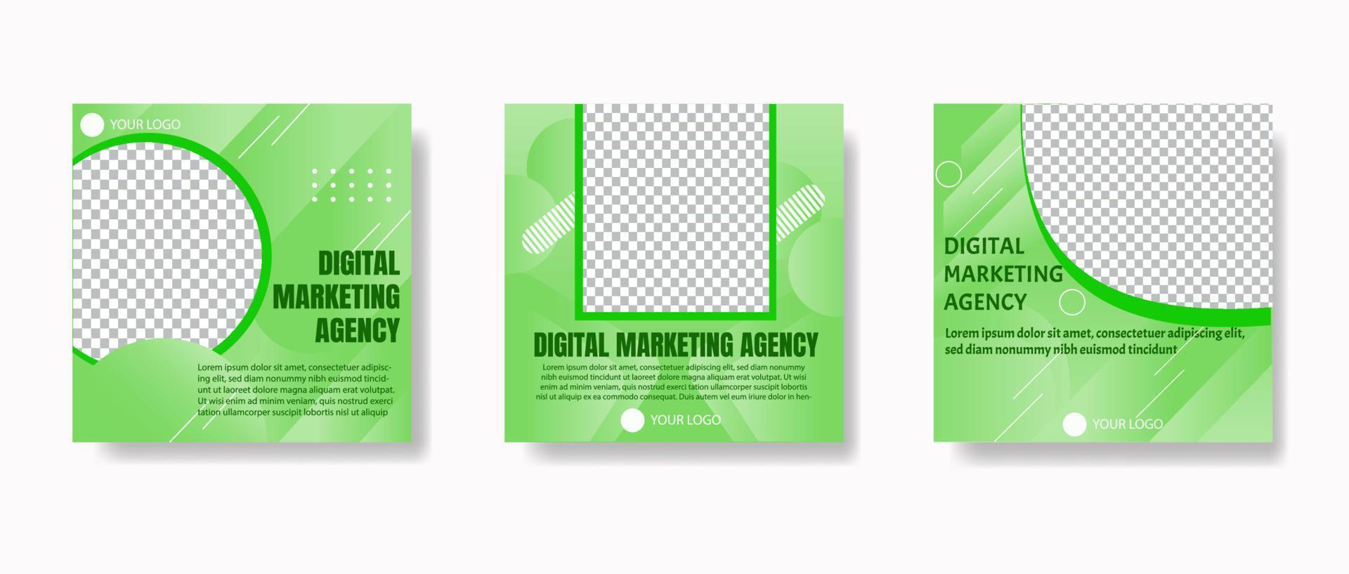 Digital marketing agency and  instagram post special green color template Free Vector