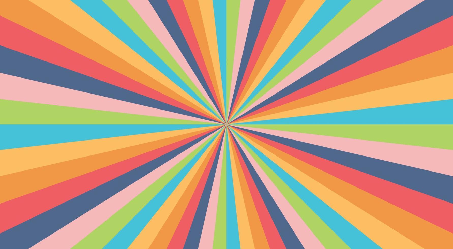 Abstract explosion background in colorful rainbow gradient. Glare effect. Sunshine sparkle pattern. Vector illustration of a radial ray. Narrow beam. For backdrops, posters, banners, and covers.