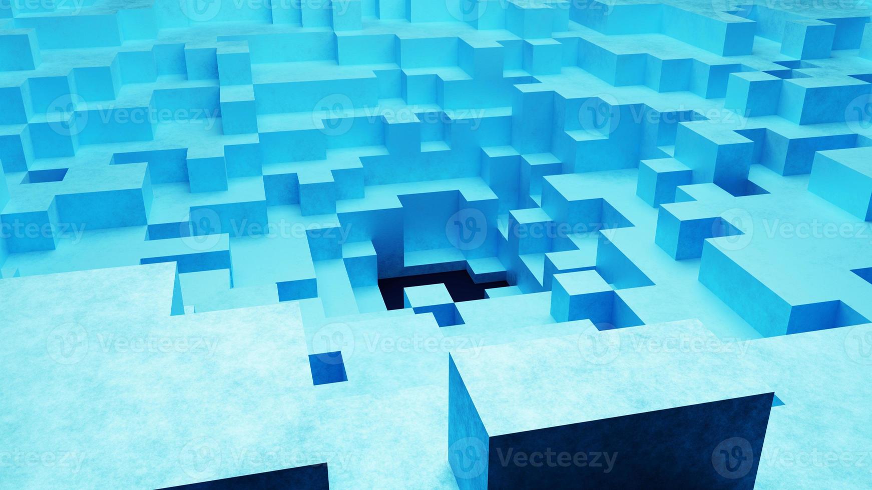 Cubo pequeño geométrico azul de renderizado 3d foto