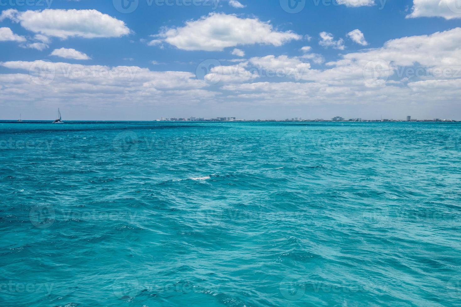 Turquoise clear water, blue water, Caribbean ocean, Cancun, Yucatan, Mexico photo