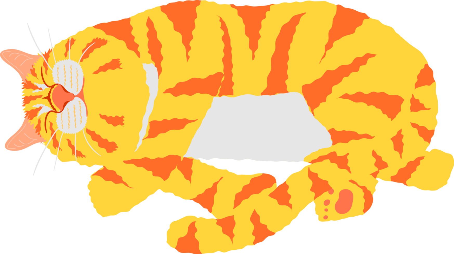 the lovely yellow and orange striped cat lie on stomach and sleeping png