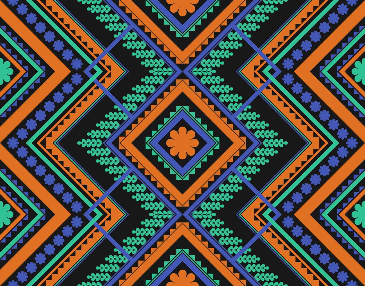 Geometric ethnic seamless pattern traditional. Colorful flower decoration. Design for background, wallpaper, vector illustration, textile, fabric, clothing, batik, carpet, embroidery.