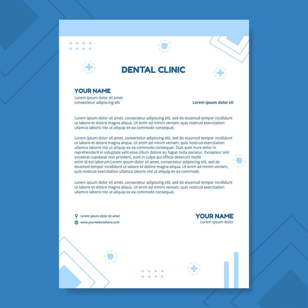 Dental Clinic Letterhead Template Hand Drawn Cartoon Flat Illustration vector