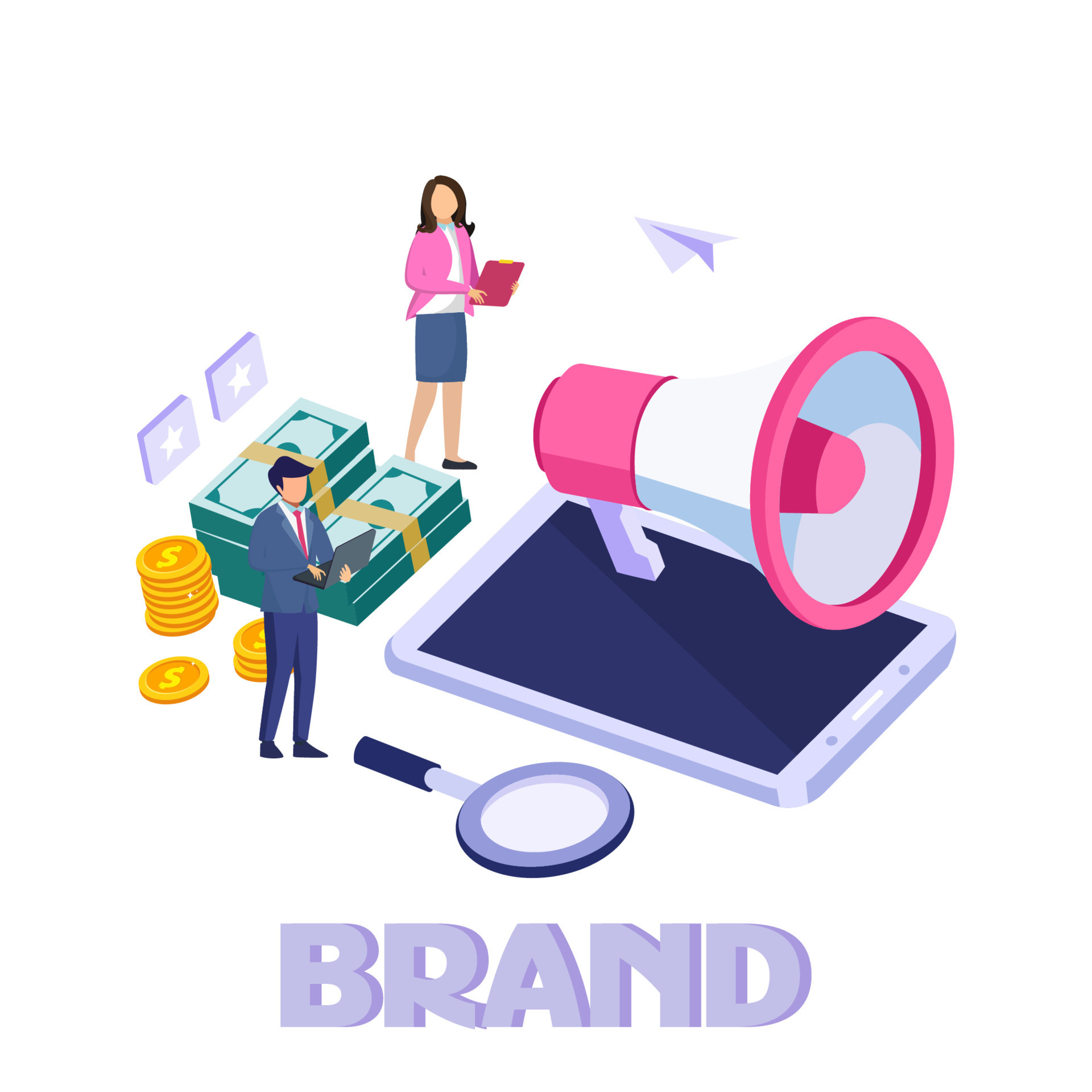 Business brand vector concept. Building brand marketing strategy. Brand