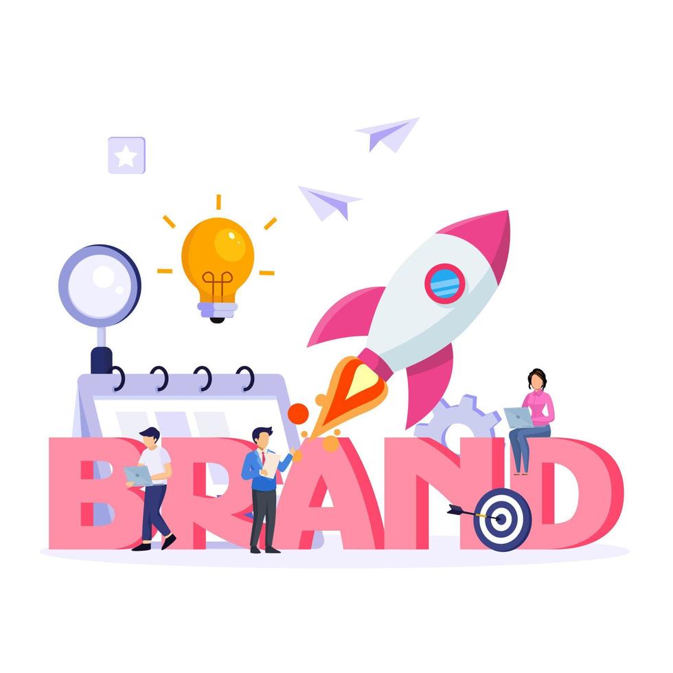 Business brand vector concept. Building brand marketing strategy. Brand name, brand planning, brand reputation.