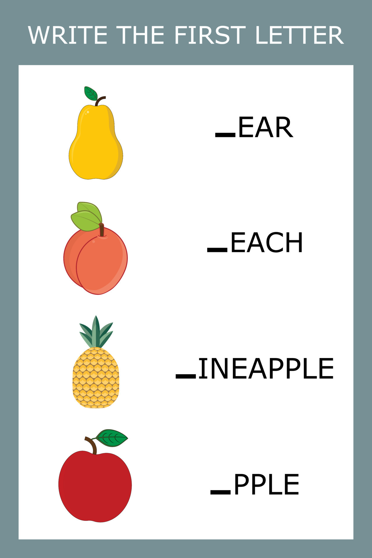 Label The Forms Of Transport The First Letters Are Given Write the first letter, a game for kids to learn the alphabet