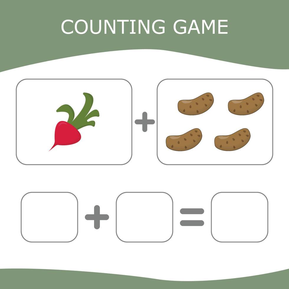 Counting Game for Preschool Children. Worksheet for preschool kids, kids activity sheet, printable worksheet vector