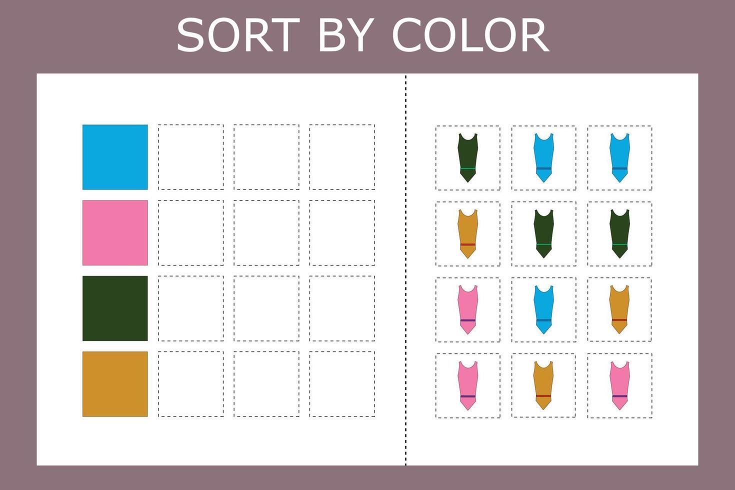 ordenar la ropa por color. juego de lógica para niños. vector