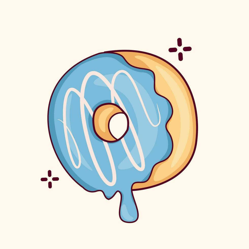 Vector graphic illustration of donut with melted sweet and delicious jam