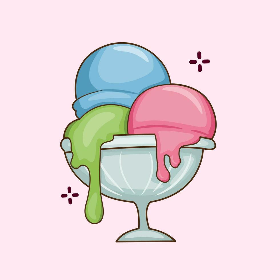 ilustración gráfica vectorial de delicioso helado en taza vector