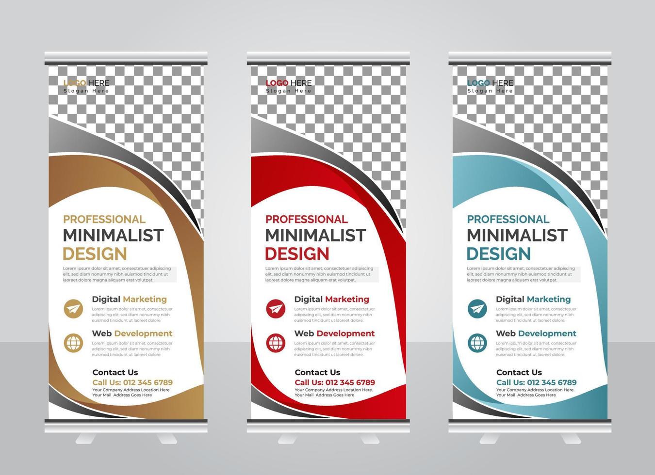 New creative roll up banner design vector