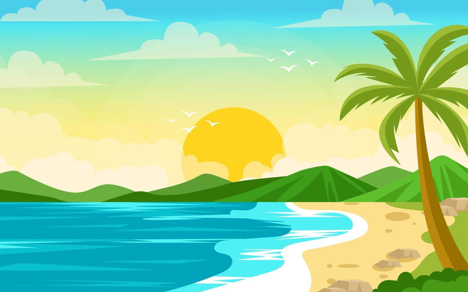 Hand drawn summer beach landscape vector