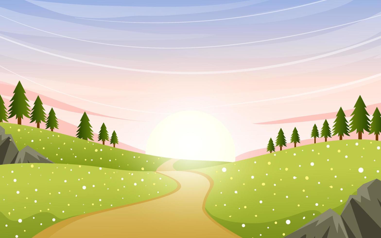 Nature scene landscape with sunlight vector