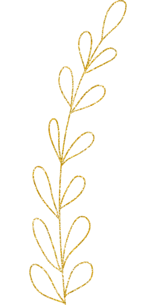 flor e folha de brilho de ouro png