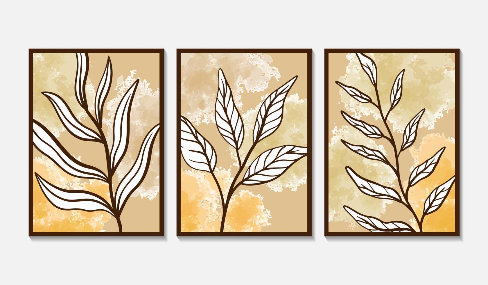 Hand drawn illustration flat design boho wall art set vector