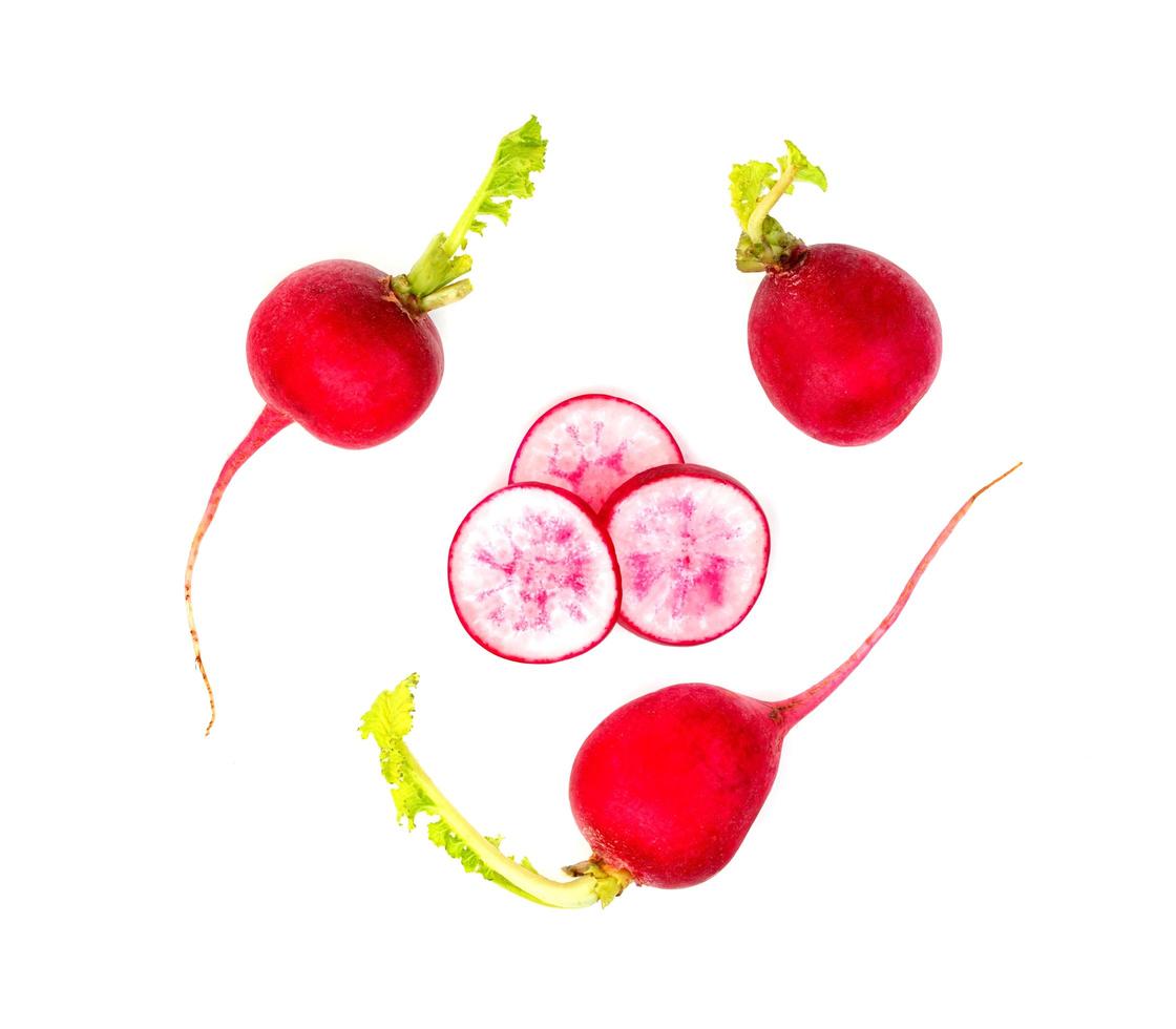 small red radish isolated on white background photo