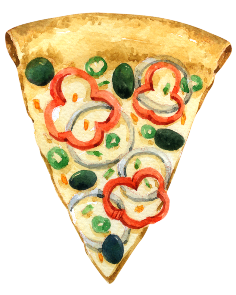 pintura à mão em aquarela de pizza png