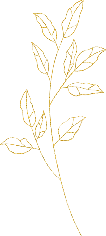 gold gliter flower and leaf png