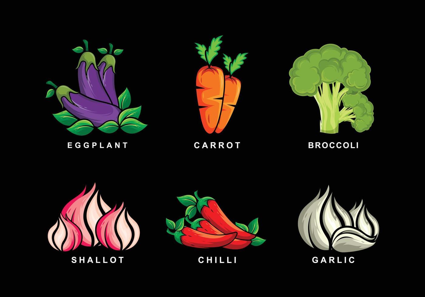 Vegetables vector design and illustration set