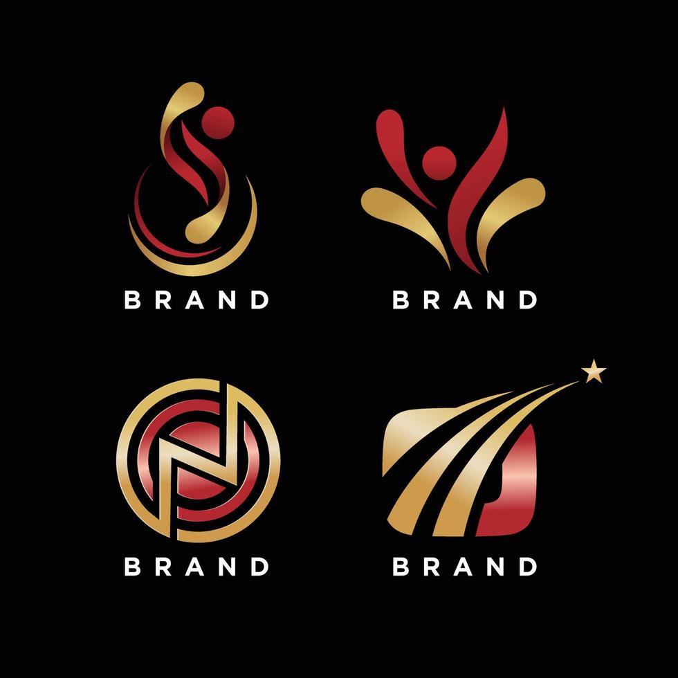 logotipo abstracto y concepto de diseño inicial de libertad con colores degradados dorados y marrones vector