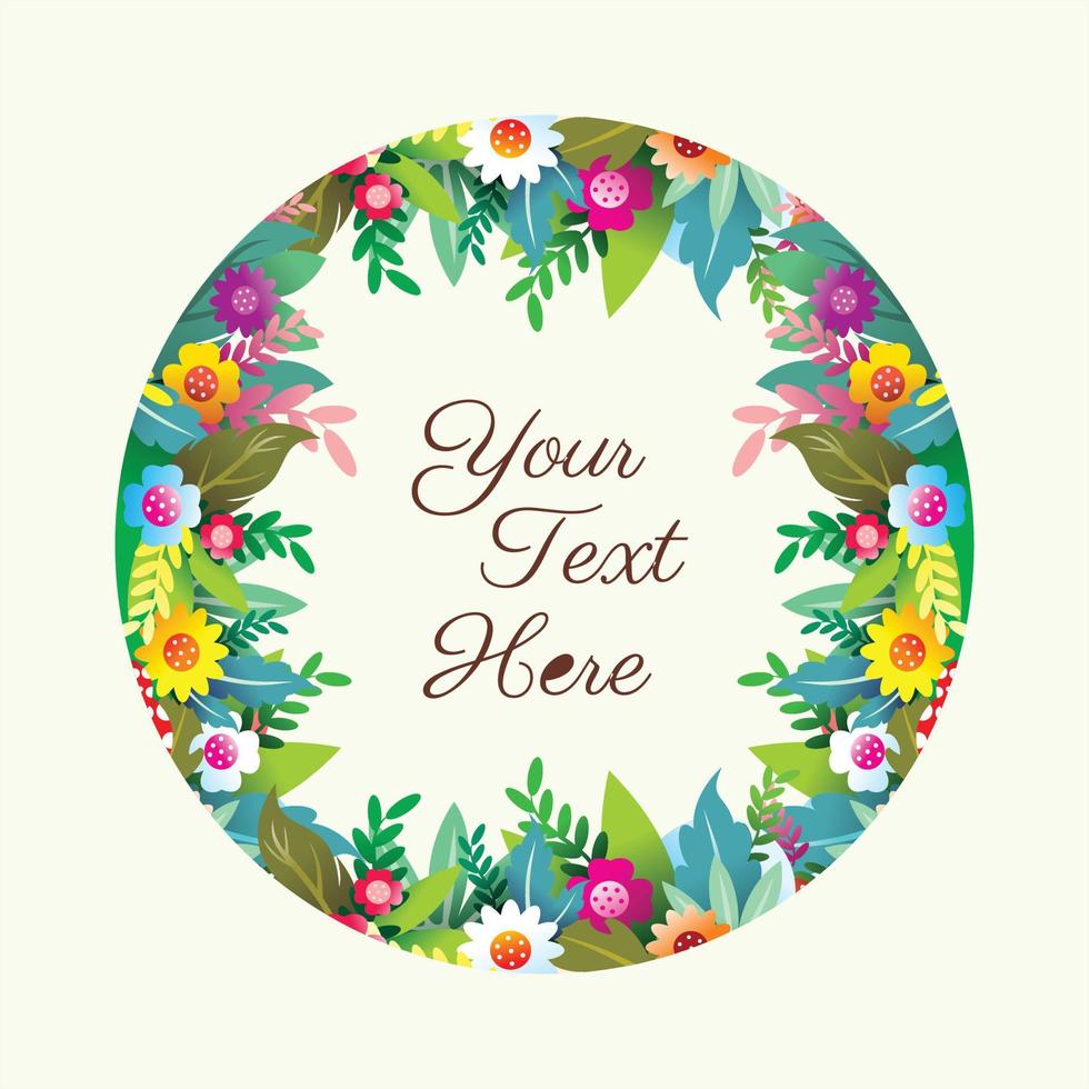 Flower frame round vector for greeting template