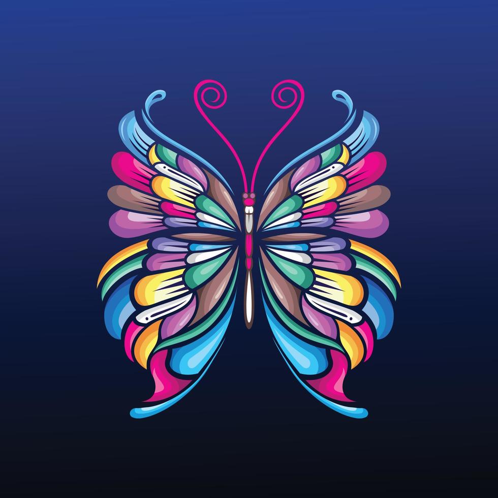 ilustración de arte de mariposa con diseño de vector colorido