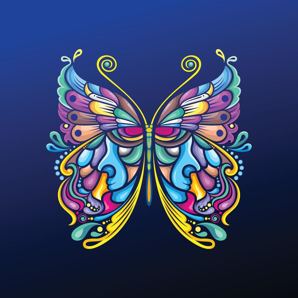 ilustración de arte de mariposa con diseño de vector colorido