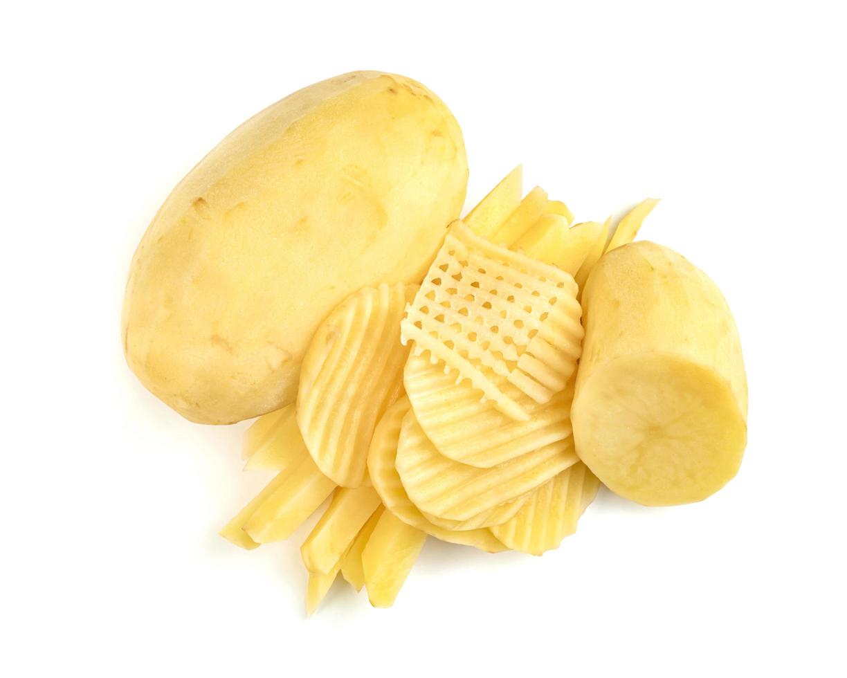 stick potatoes isolated on white background photo