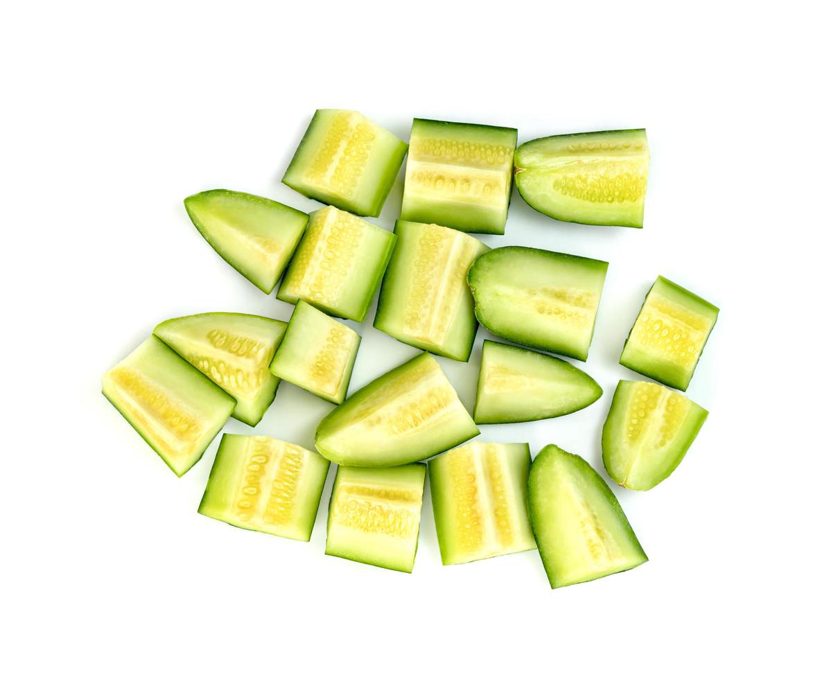 sliced Cucumber or Cucumis melo isolated on white background photo