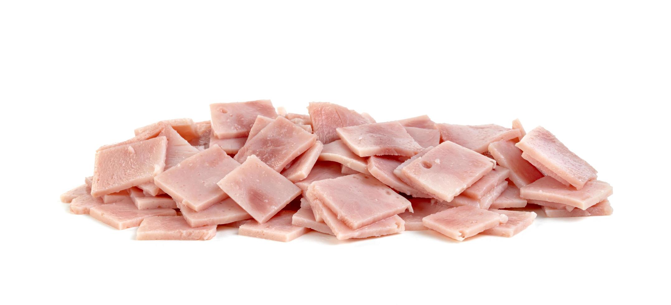 Ham slices isolated on white background photo