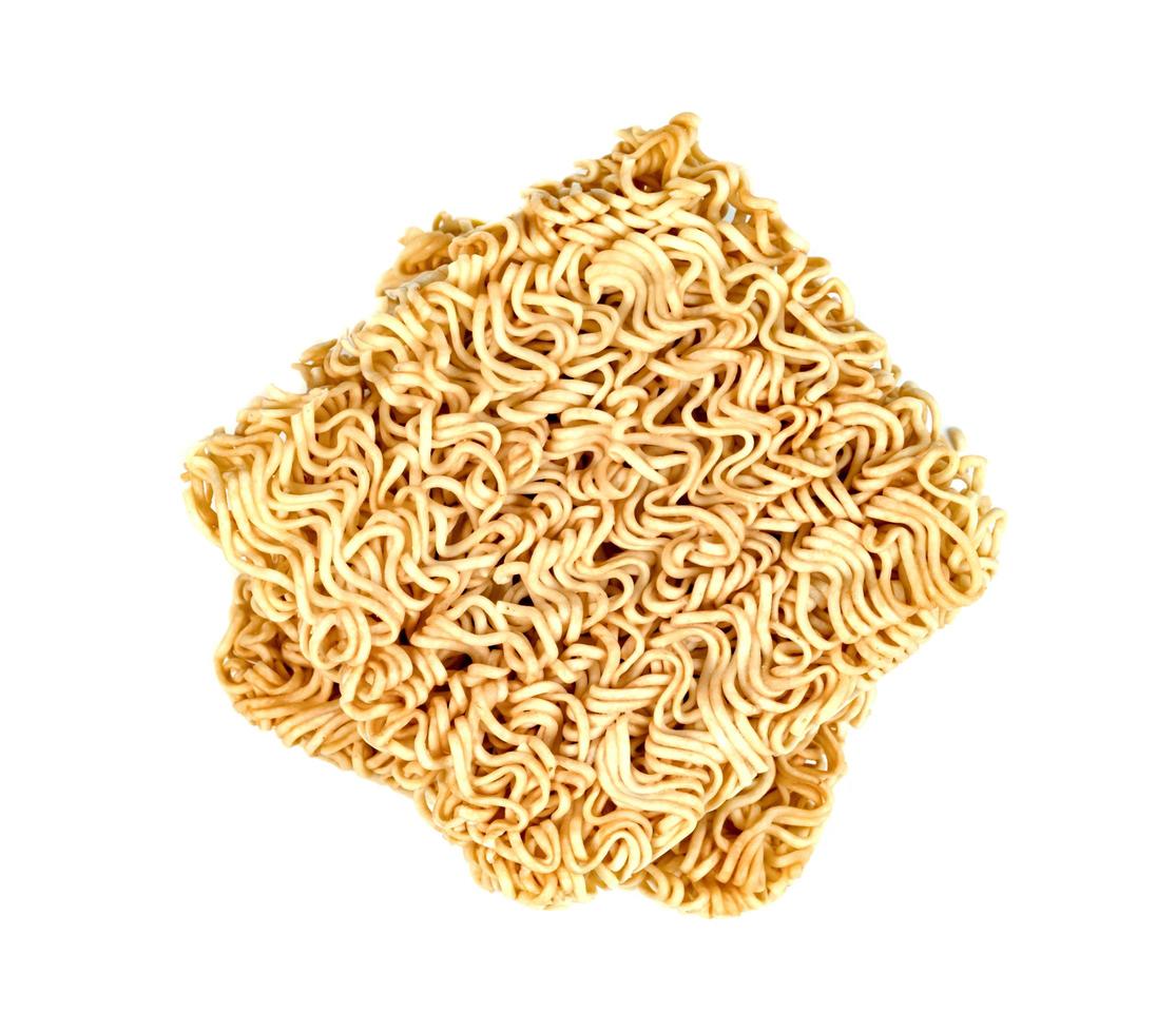 Instant noodles isolated on white background ,top view photo