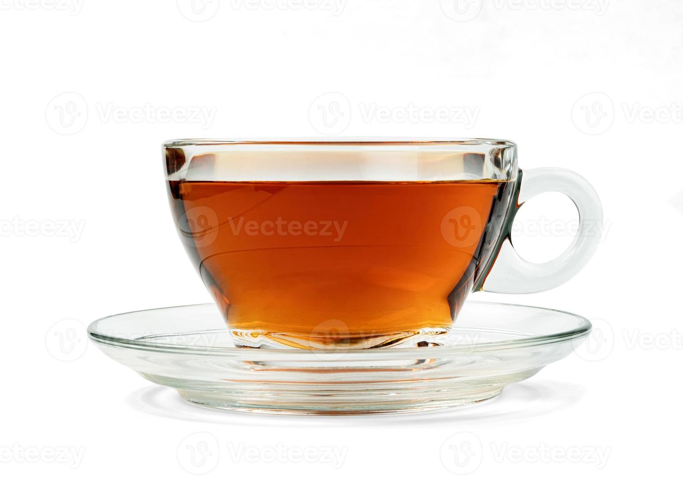 Transparent cup of tea isolated on white background ,include clipping path photo