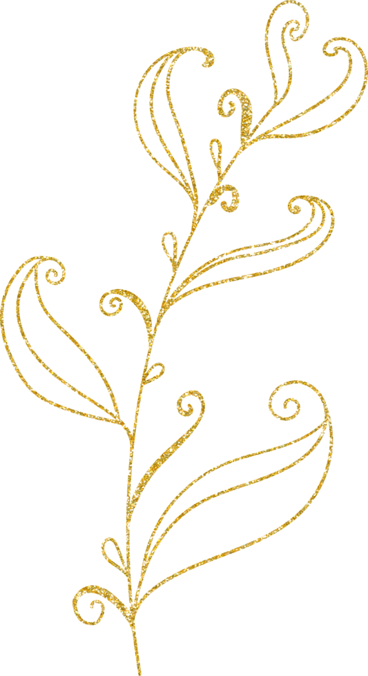 gold gliter flower and leaf png