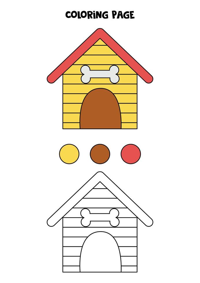 Color cartoon doghouse. Worksheet for kids. vector