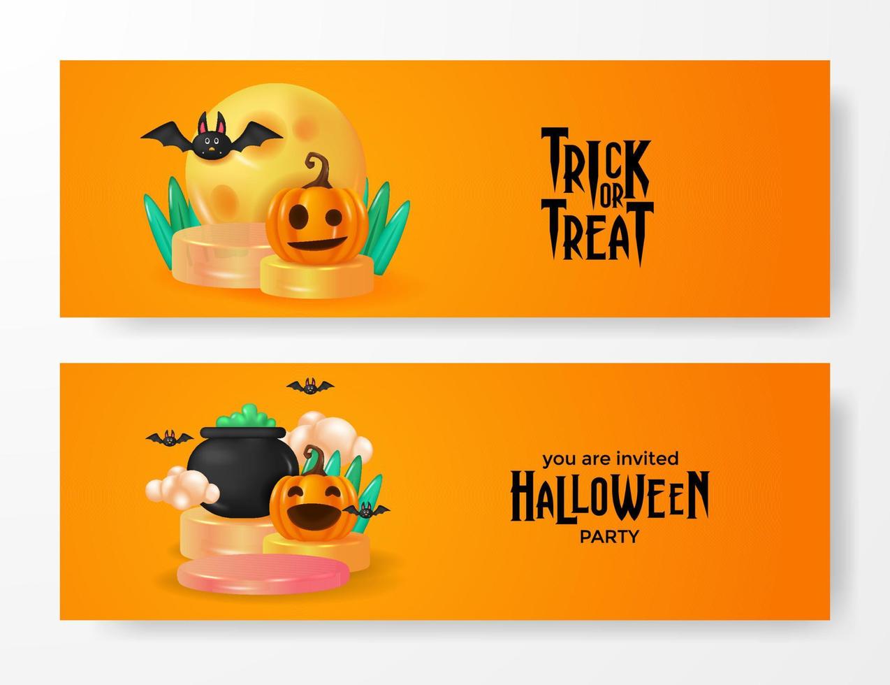 jack o lantern pumpkin and illustration on stage podium display for halloween party banner template vector