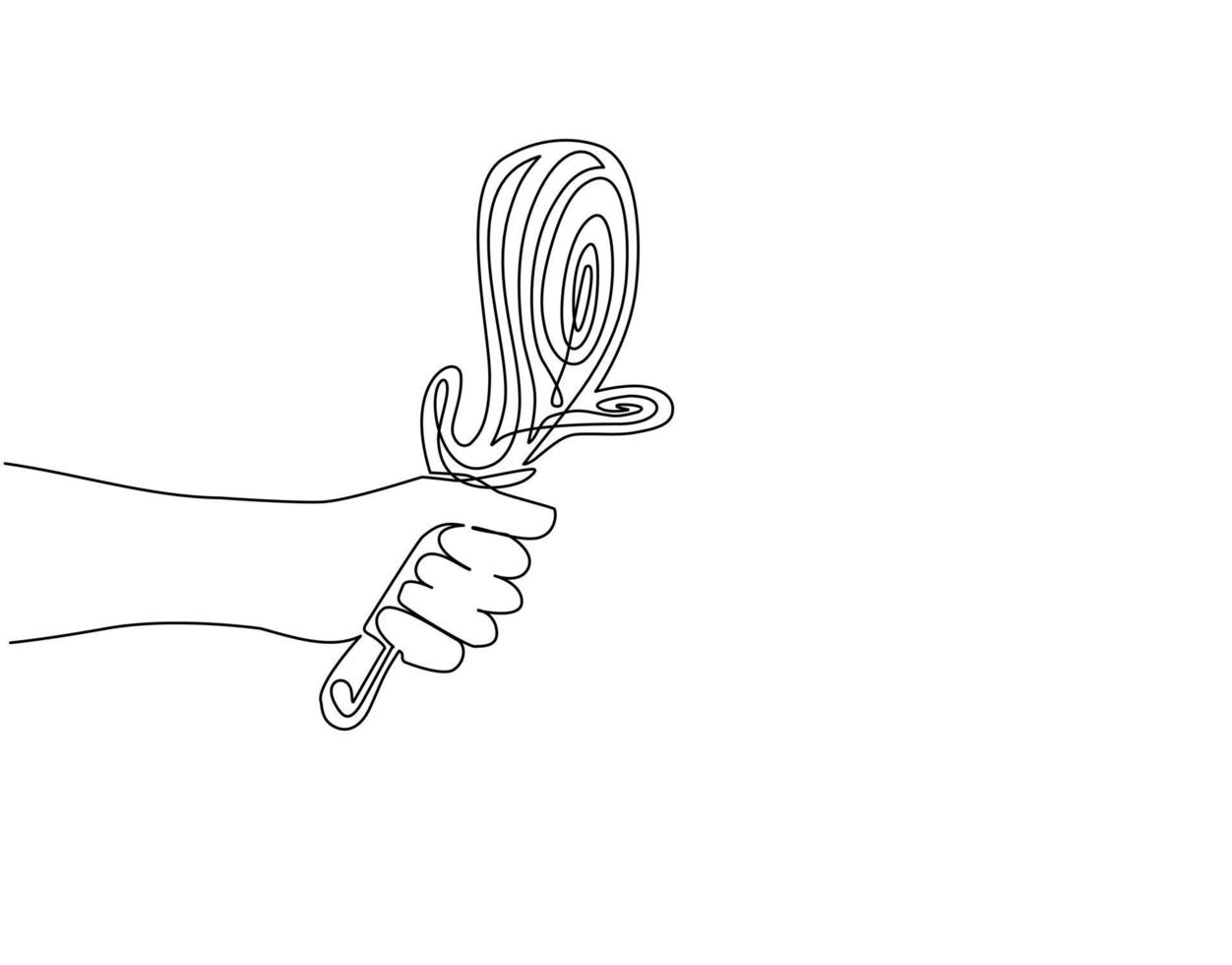 mano de dibujo de una sola línea sosteniendo un cudgel de armas