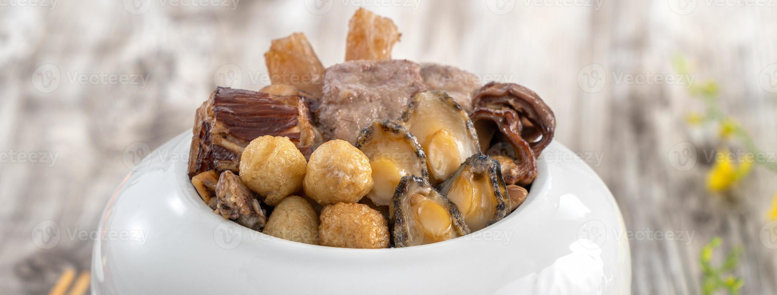 Close up of traditional Chinese food named Fo Tiao Qiang. photo