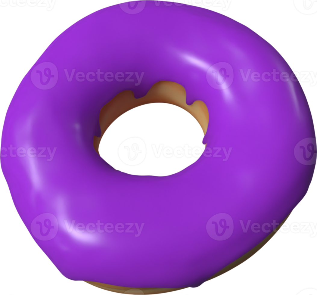 Purple Donut 3D Illustration png