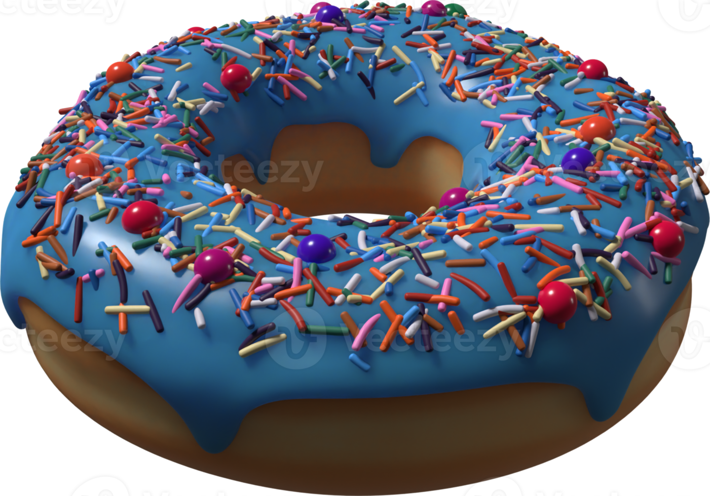 Blue Donut with Sprinkles 3D Illustration png