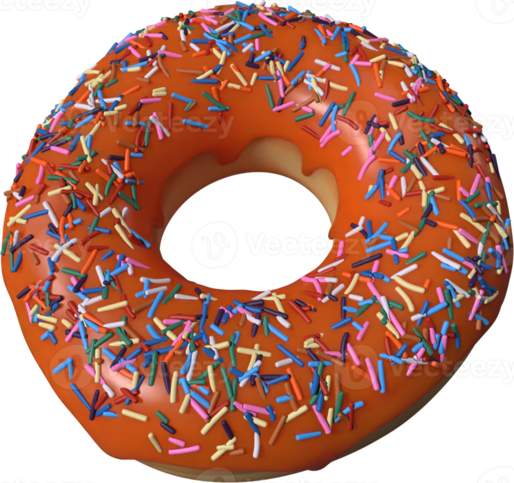 Orange Donut with Sprinkles 3D Illustration png