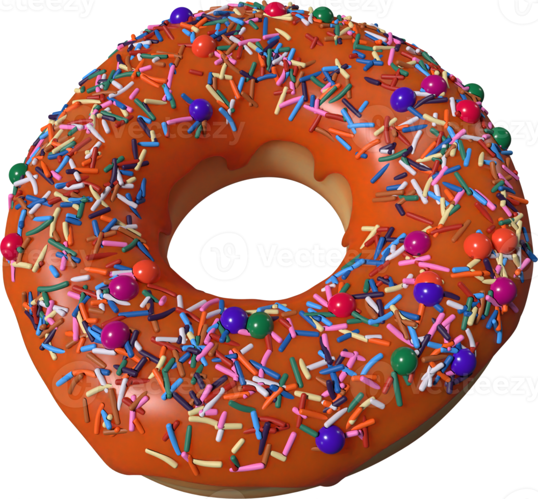 Orange Donut with Sprinkles 3D Illustration 10286234 PNG