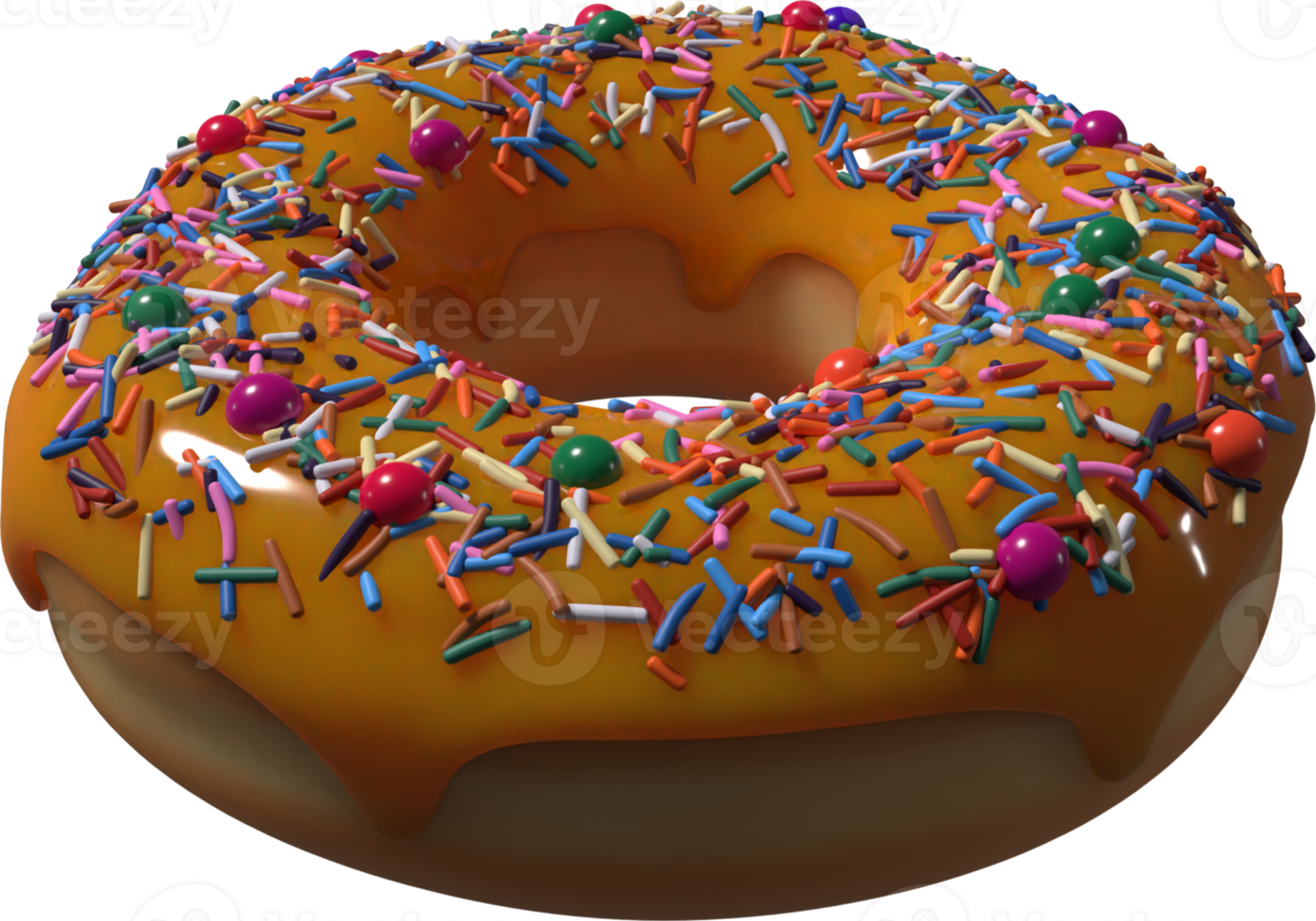 Caramel Donut with Sprinkles 3D Illustration png