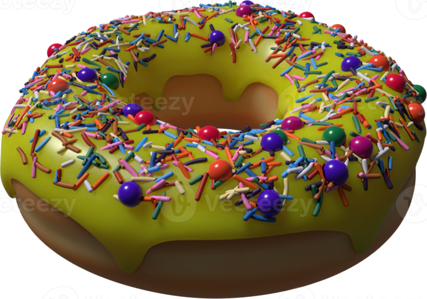 Yellow Donut with Sprinkles 3D Illustration png