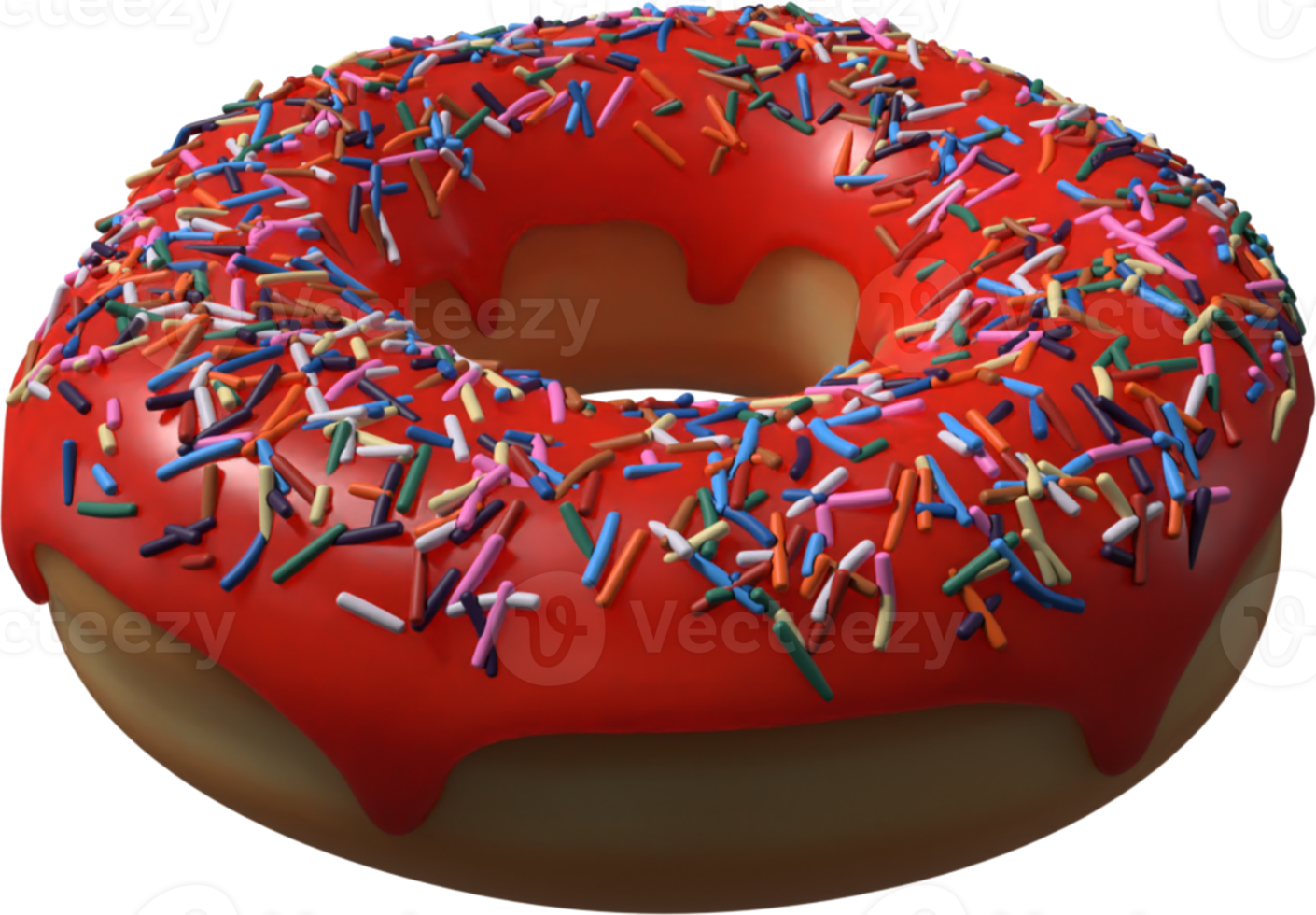 Red Donut with Sprinkles 3D Illustration png